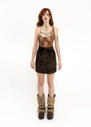 90s vintage faux fur a-line mini skirt