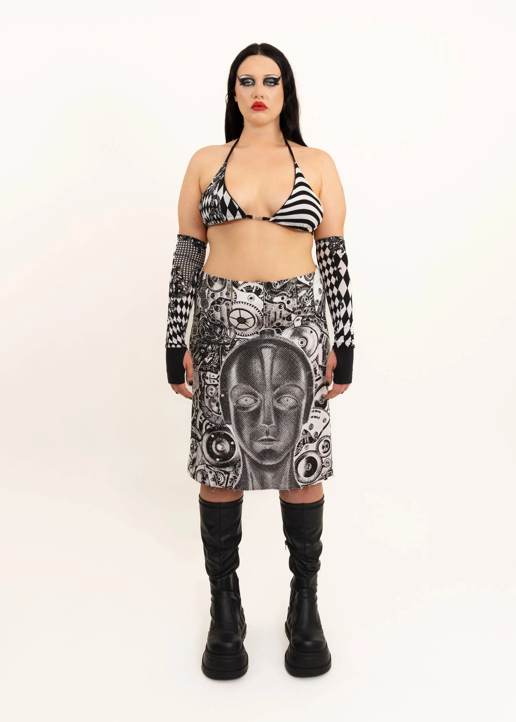 90s vintage Metropolis print midi skirt