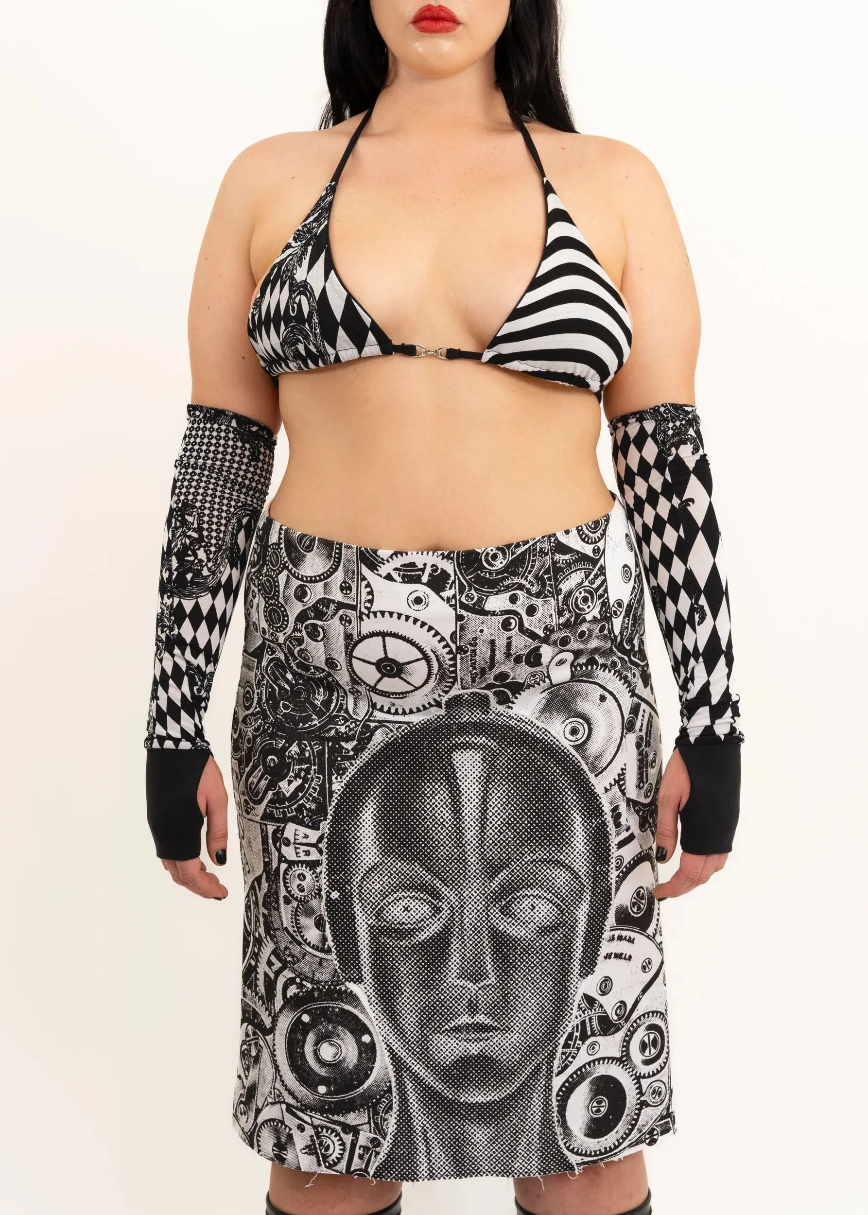 90s vintage Metropolis print midi skirt