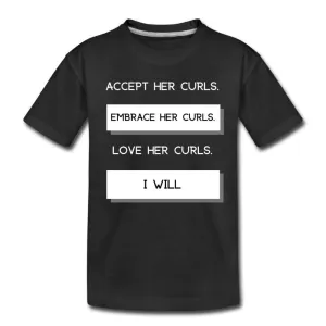 Accept Her Curls Boys T-Shirt (White Print)