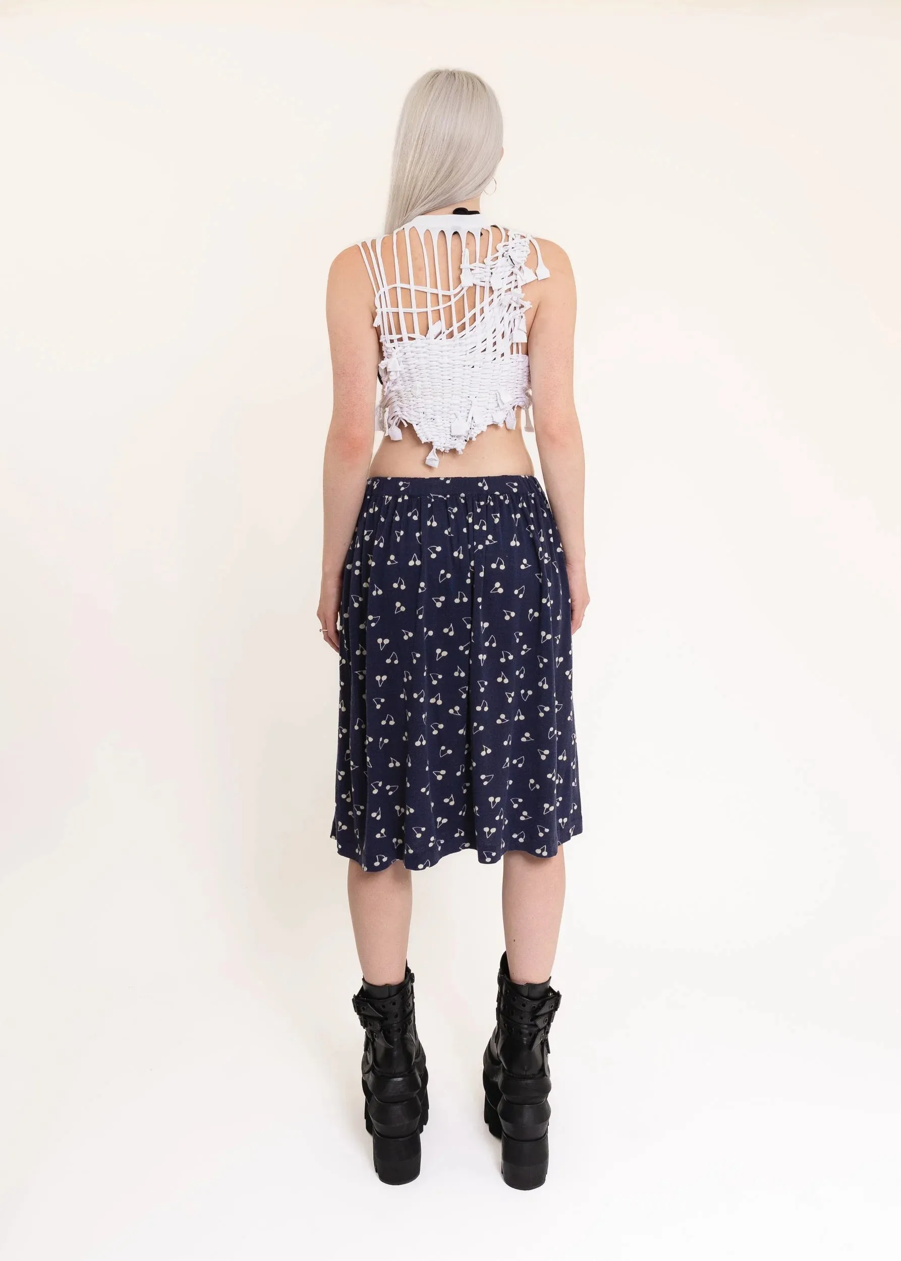 AD2008 Cherry print midi skirt