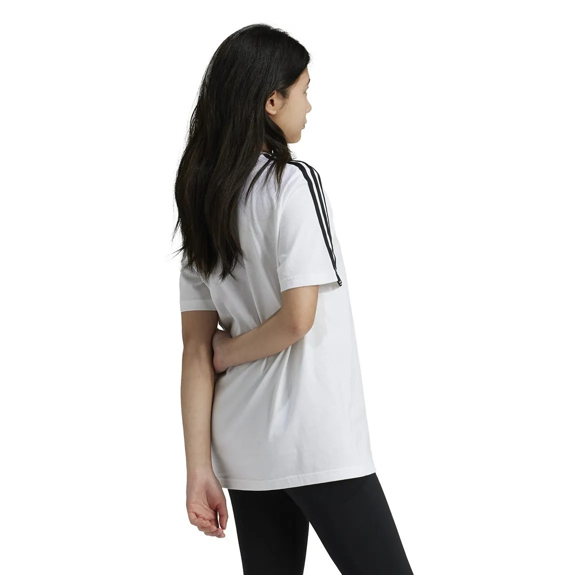 adidas Essentials 3-Stripes Cotton Loose Fit Boyfriend Tee - Girls