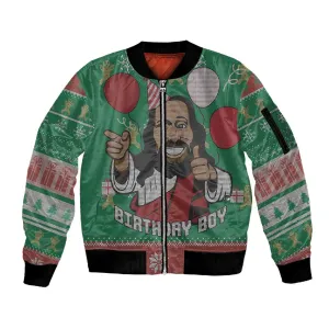 African Birthday Boy Jesus Sleeve Zip Bomber Jacket Afro Christmas DT03