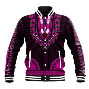 African Dashiki and Polynesian Pattern Baseball Jacket Pink LT9