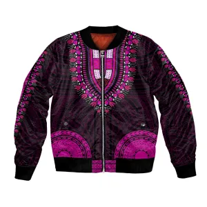 African Dashiki and Polynesian Pattern Bomber Jacket Pink LT9