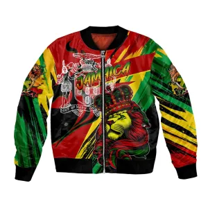 Afro Jamaica Lion Bomber Jacket Coat Of Arms Rastafarianism DT02