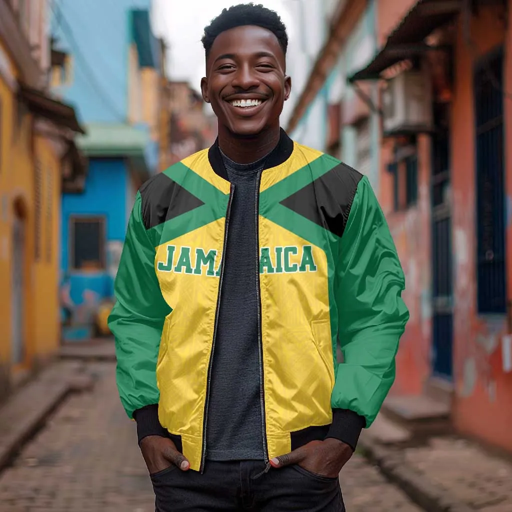 Afro-Jamaicans Football Custom Bomber Jacket Gold Ethnic Motifs LT9