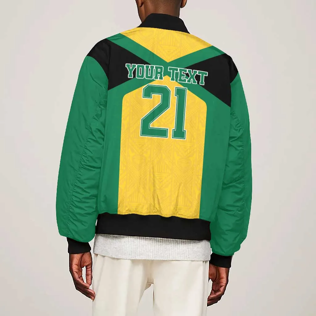 Afro-Jamaicans Football Custom Bomber Jacket Gold Ethnic Motifs LT9