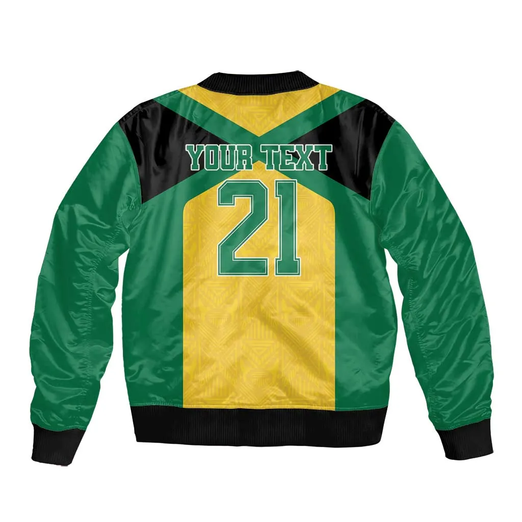 Afro-Jamaicans Football Custom Bomber Jacket Gold Ethnic Motifs LT9