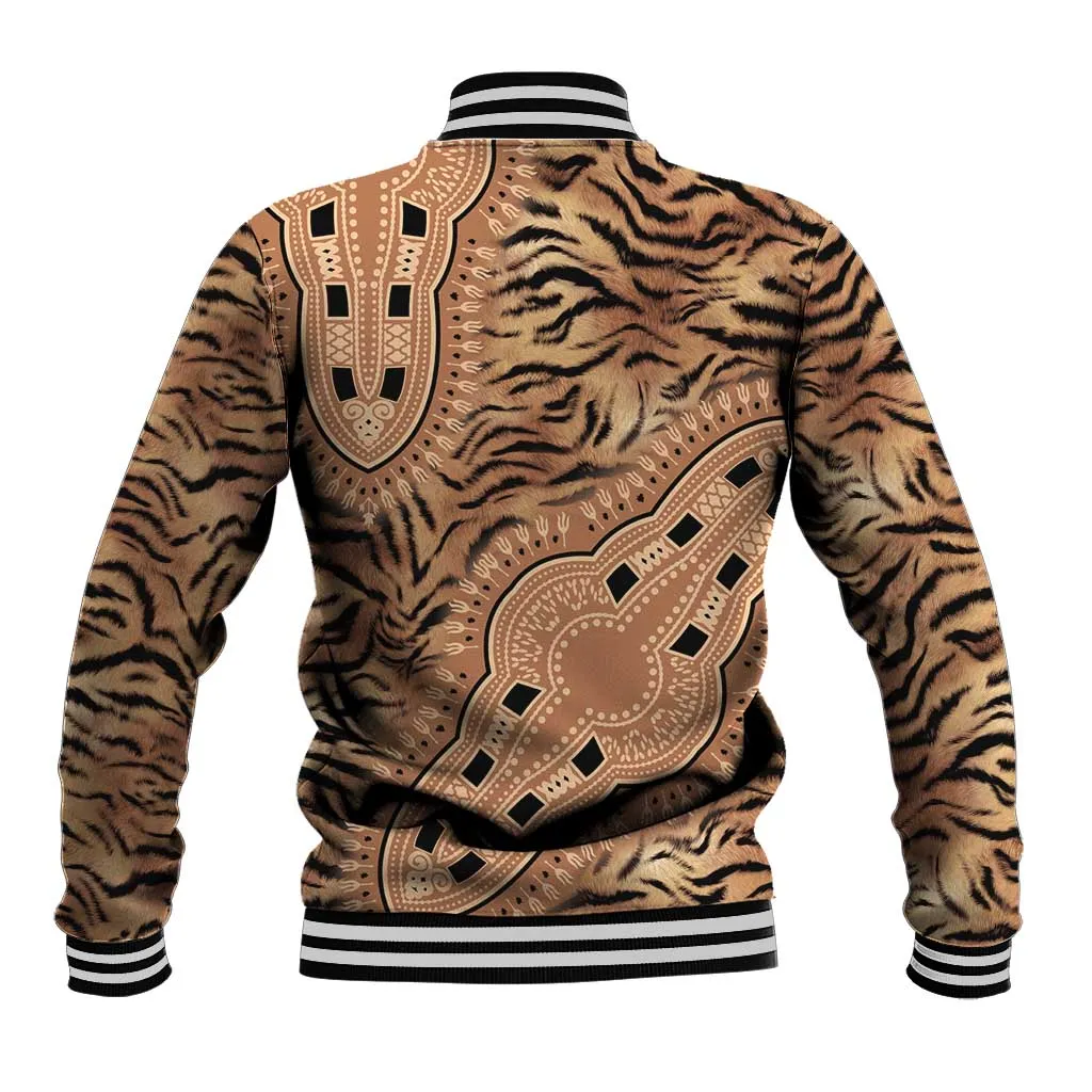 Afro Tiger Mix Dashiki Tribal Pattern Baseball Jacket LT9