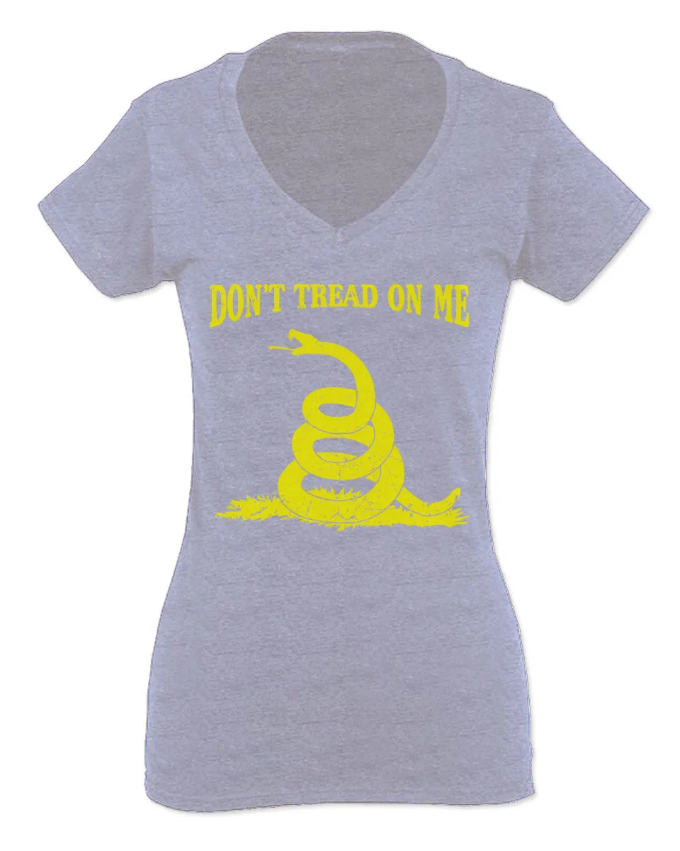 American Don't Tread ON ME Military Combat Logo Seal United State America For Women V neck fitted T Shirt