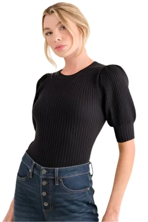 And The Why Puffed Half Sleeve Rib Basic Bodysuit