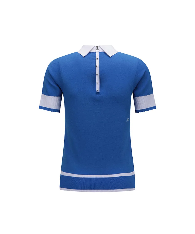 ANEW Golf: Women Back Zipper Point Short Sweater - Blue