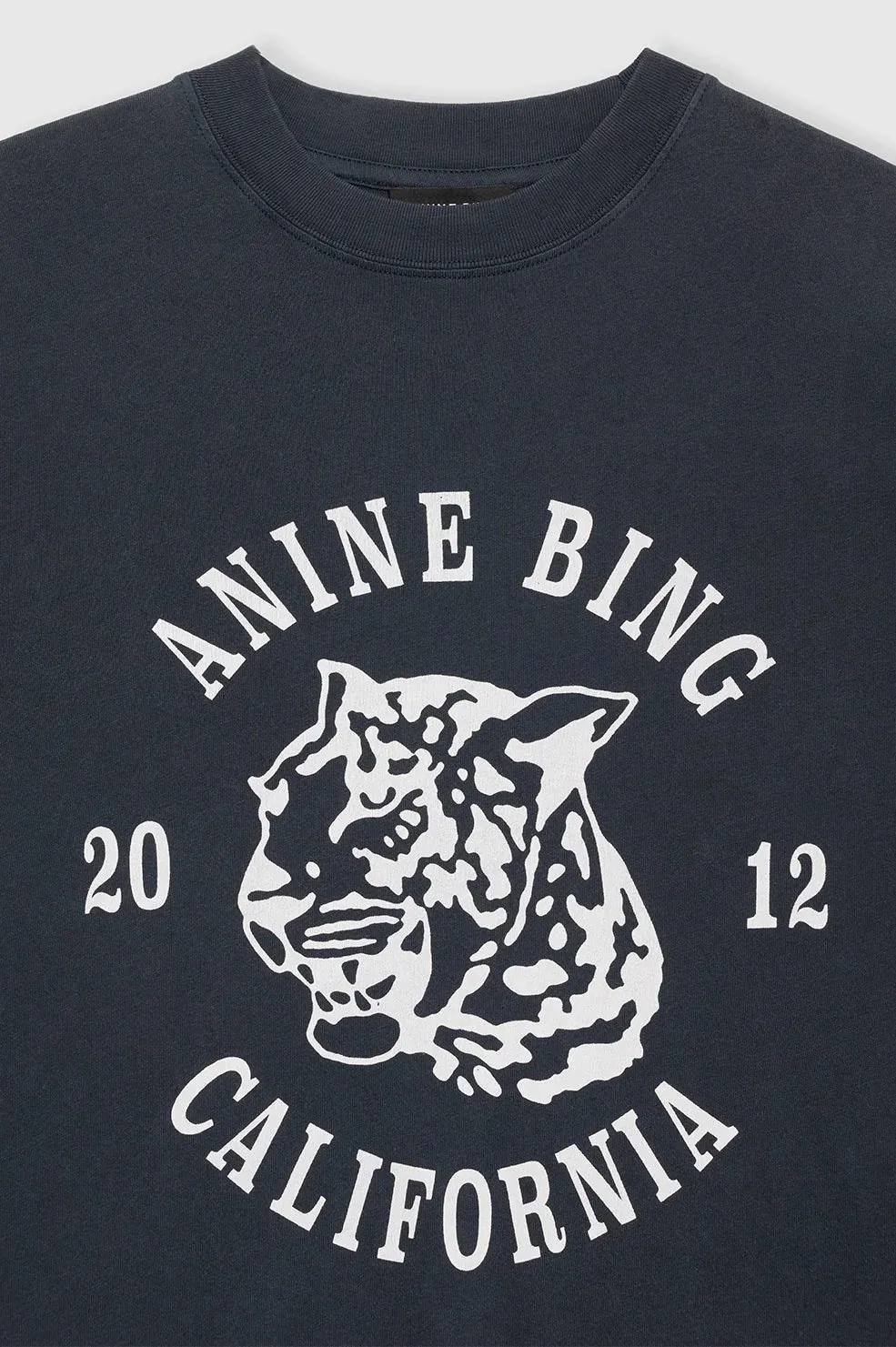 Anine Bing Avi Tee Collegiate Leopard in Washed Charcoal
