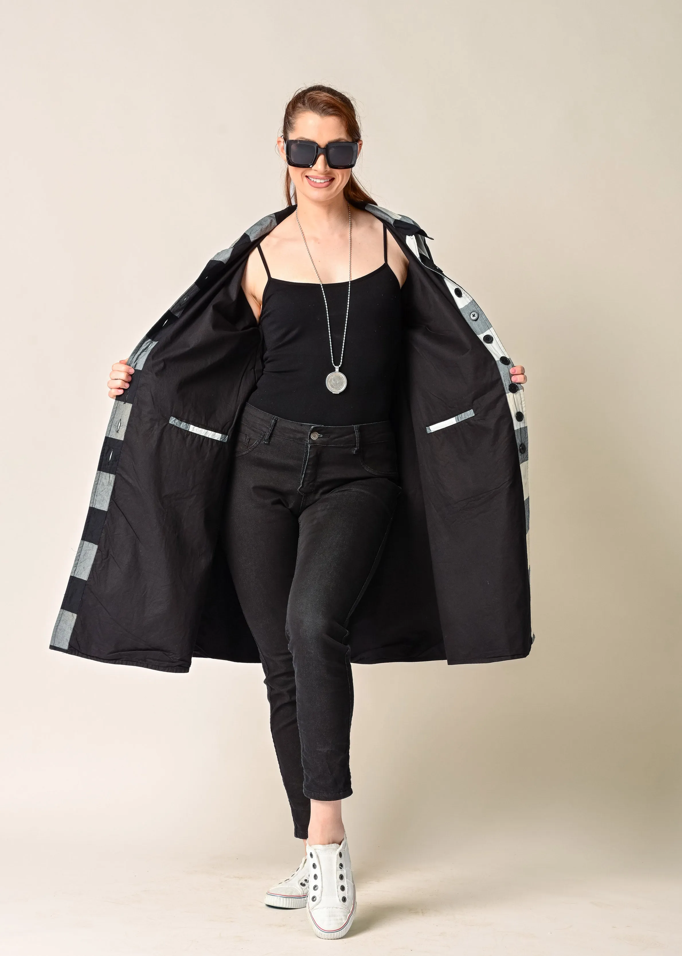 Anthea Cotton Jacket in Onyx Check