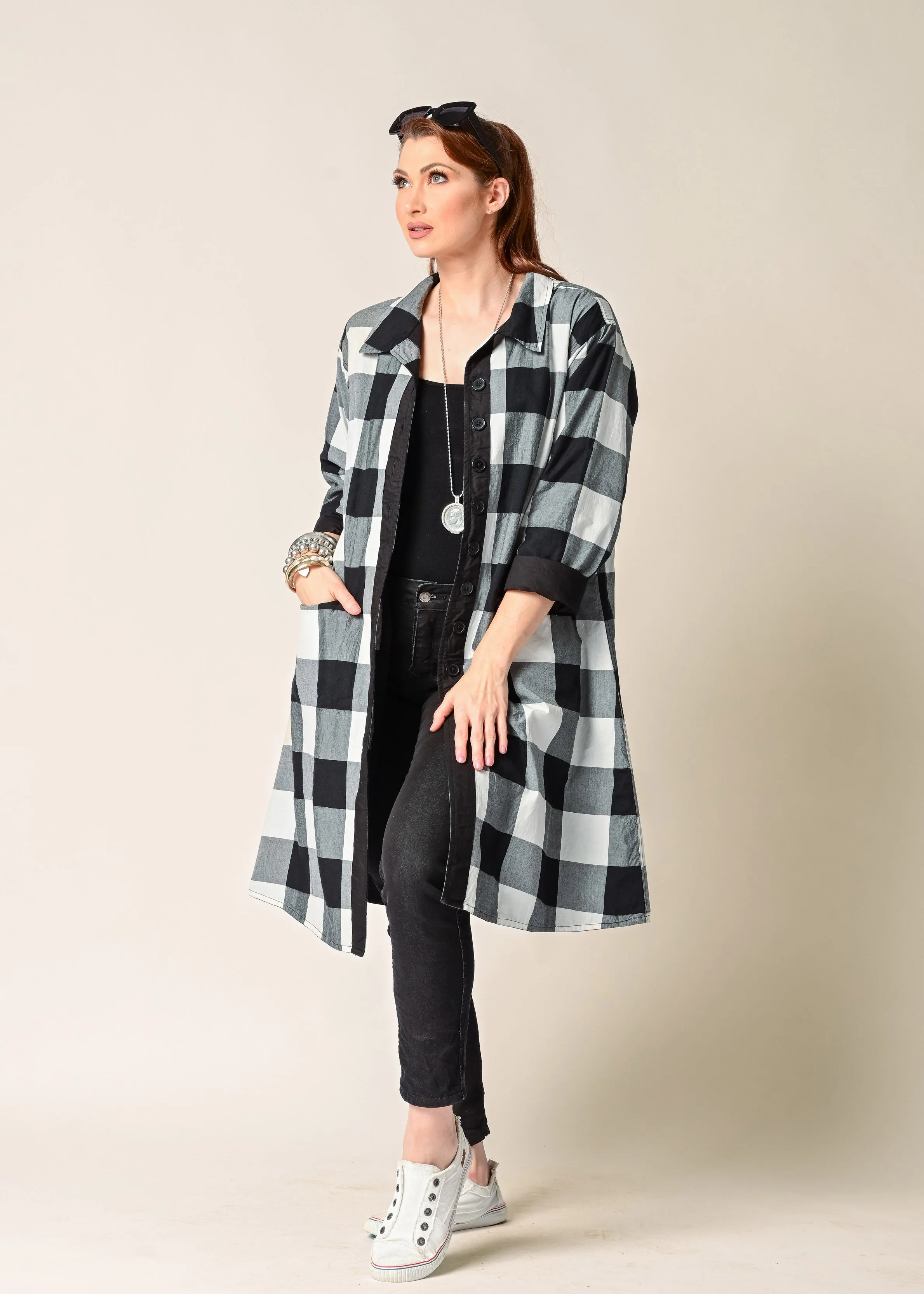 Anthea Cotton Jacket in Onyx Check