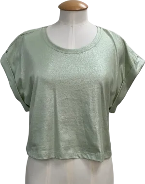 Anthropologie Boxy Metallic Green T-shirt UK M