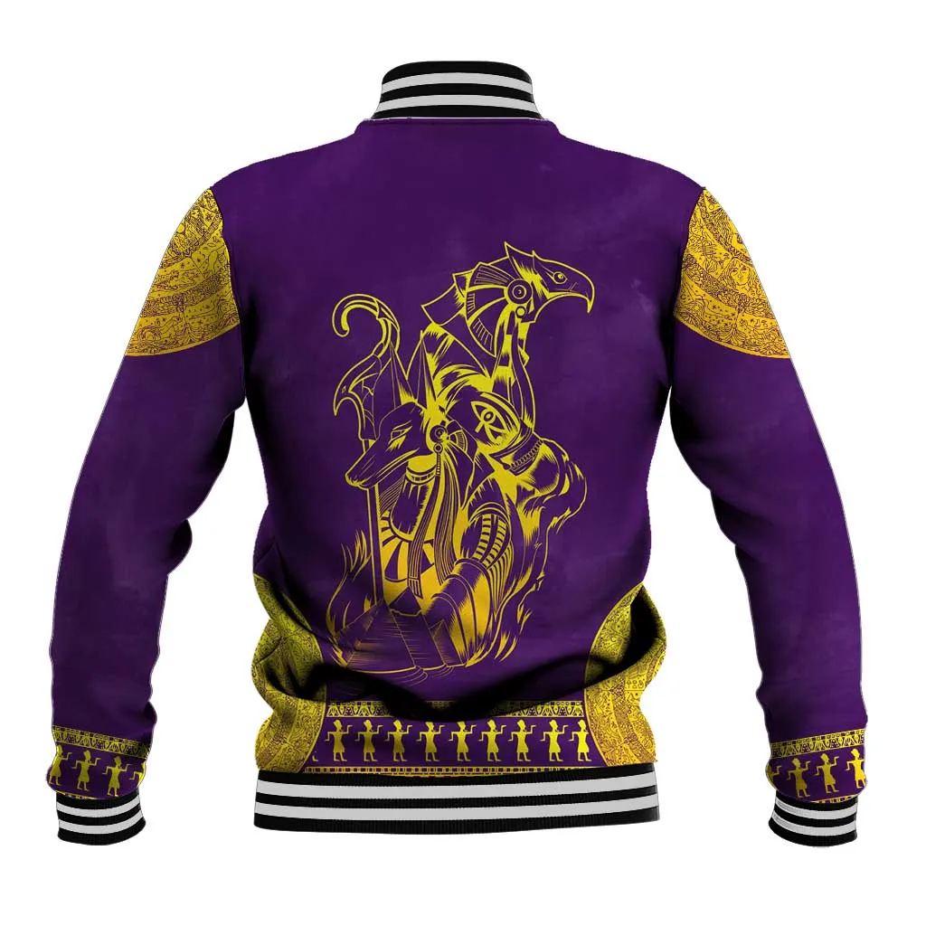 Anubis and Horus Baseball Jacket Egyptian God Purple DT02