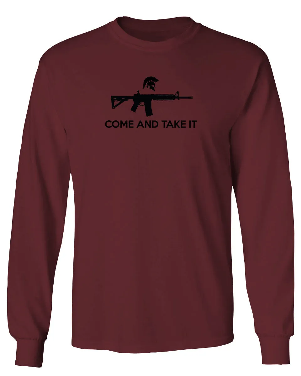 AR 15 Come and Take It Greek Molon Labe Spartan Guns mens Long sleeve t shirt