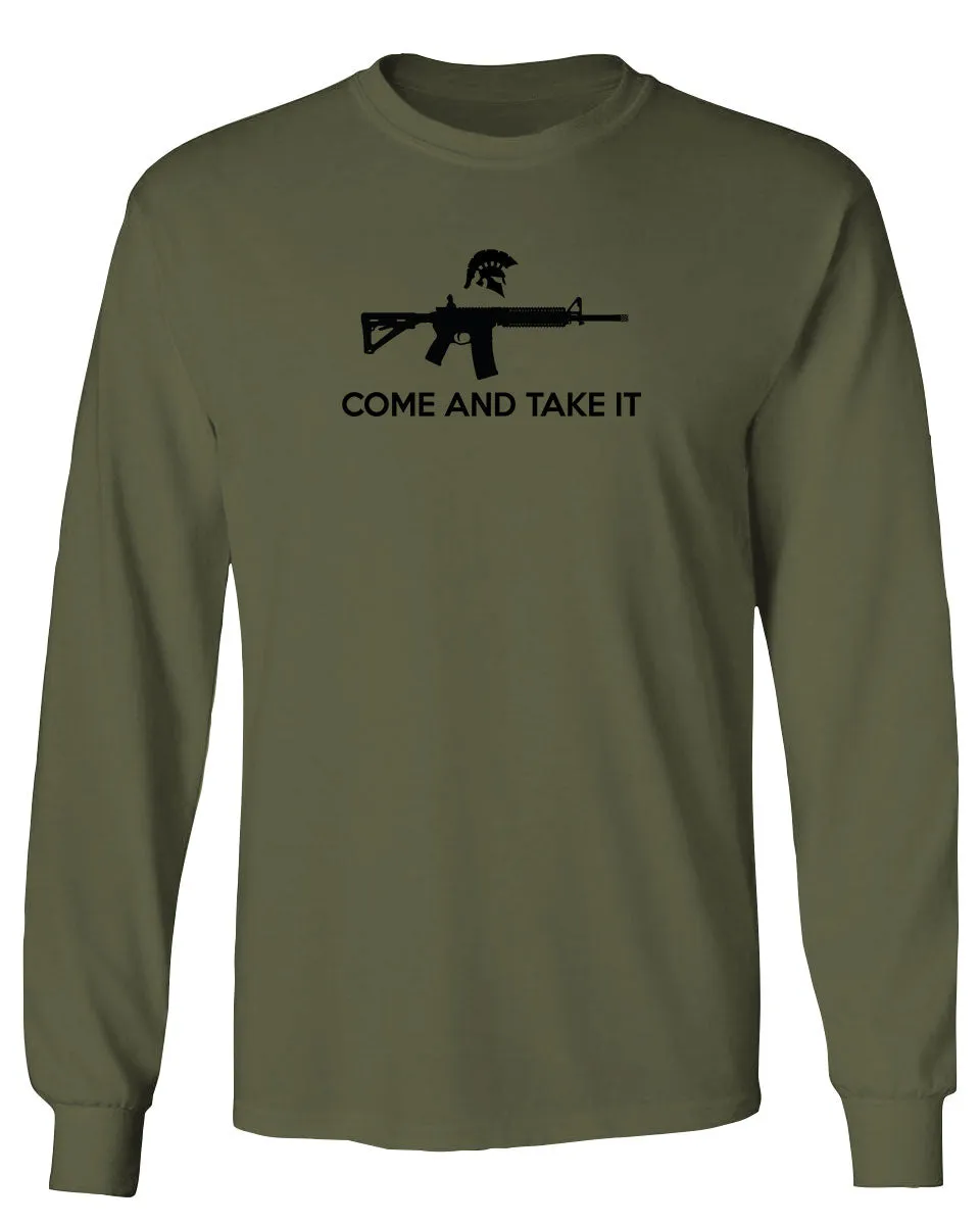 AR 15 Come and Take It Greek Molon Labe Spartan Guns mens Long sleeve t shirt