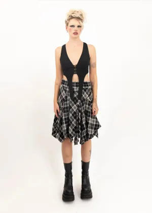 Asymmetric tartan skirt