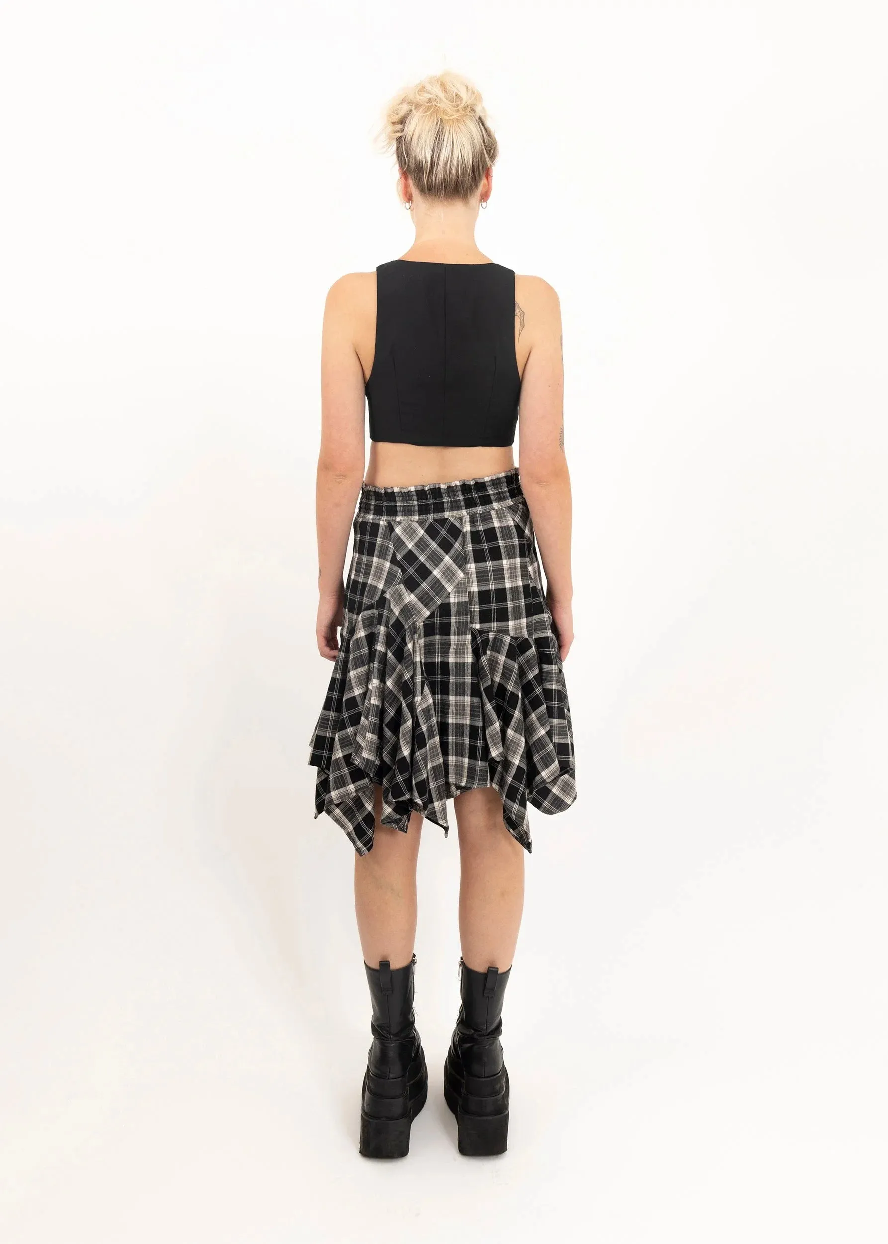 Asymmetric tartan skirt