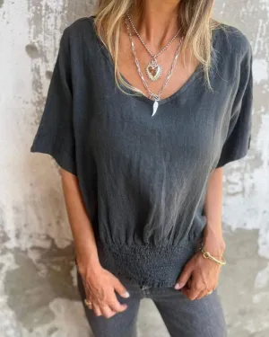Aubrey™ - Cozy V-Neck Tee