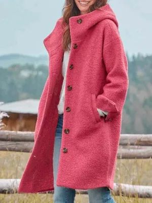 Autumn Winter Warm Windbreaker Unicolored Plain Pea With Pockets Stylish Jacket