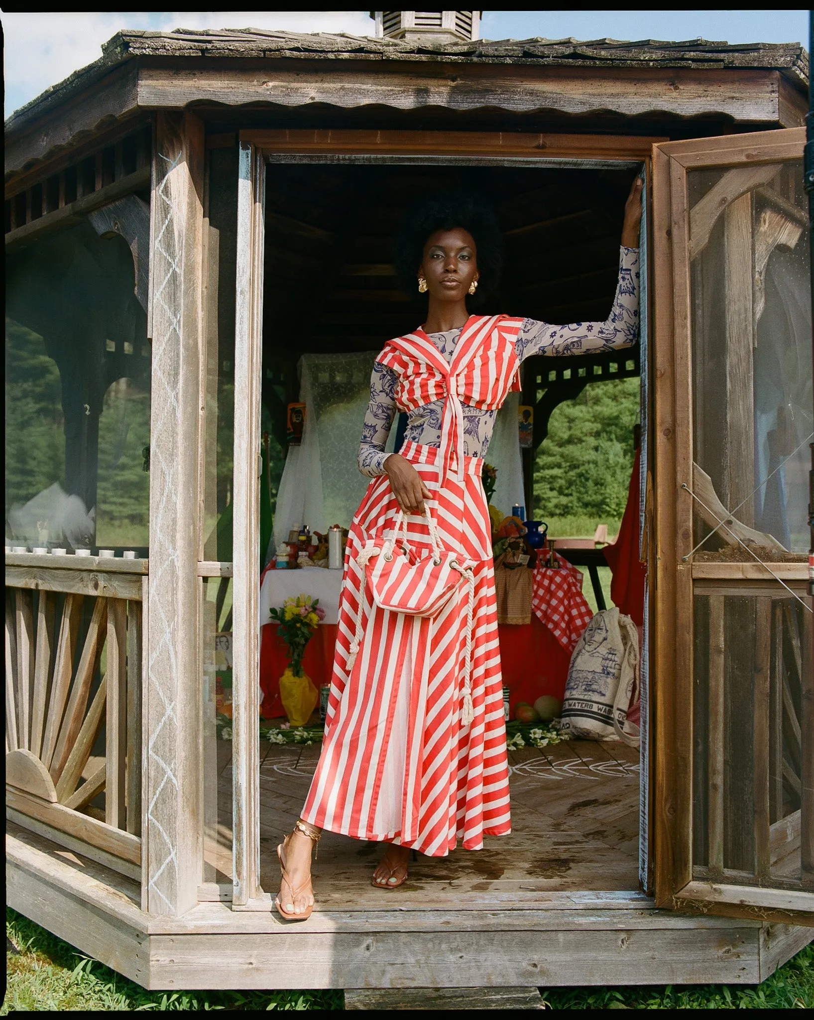 Azaka Full Skirt Cabana Stripe