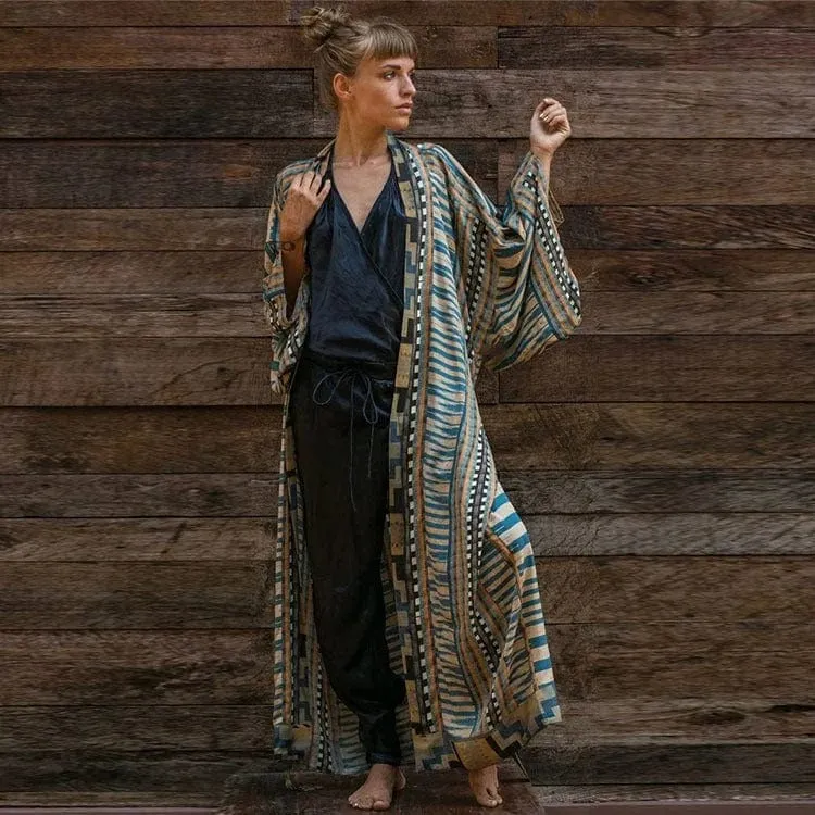 Beach kimono with Aztec pattern
