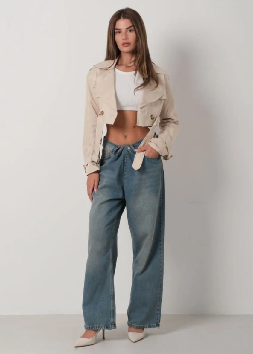 BEIGE CROPPED TRENCH COAT