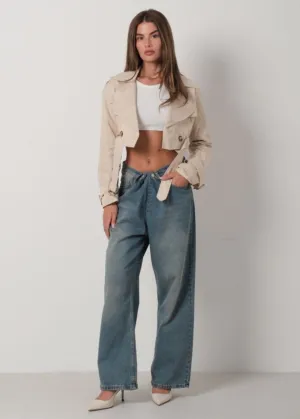 BEIGE CROPPED TRENCH COAT