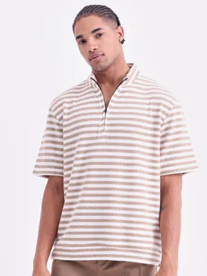 Beige Knitted Oversized T-Shirt