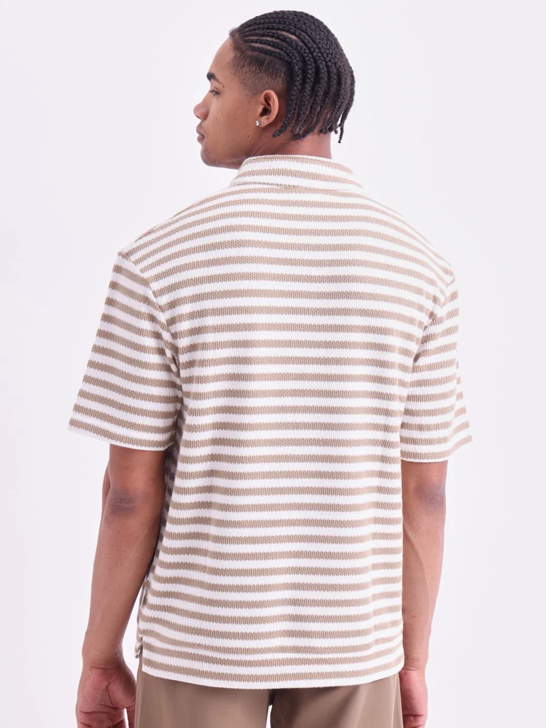 Beige Knitted Oversized T-Shirt