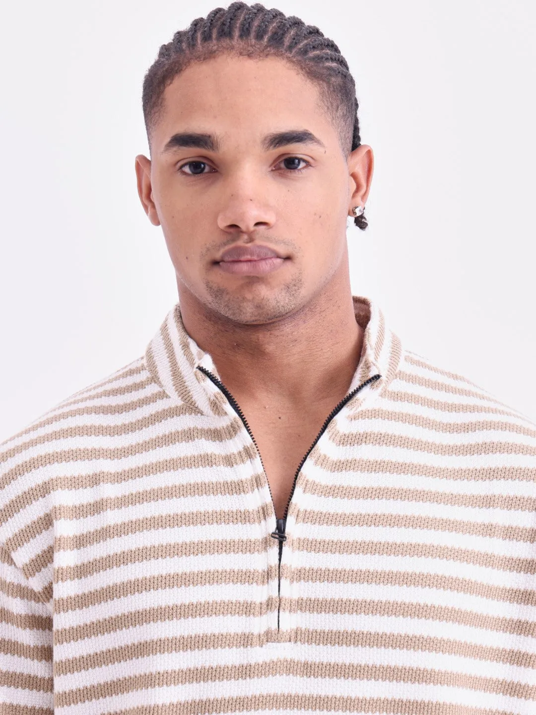 Beige Knitted Oversized T-Shirt