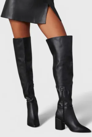 Bella Black Over-the-Knee Block Heel Boots