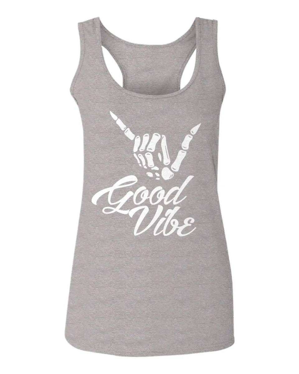 Big Good Vibe Bones Hand Shaka Cool Vintage Hipster Graphic  women's Tank Top sleeveless Racerback