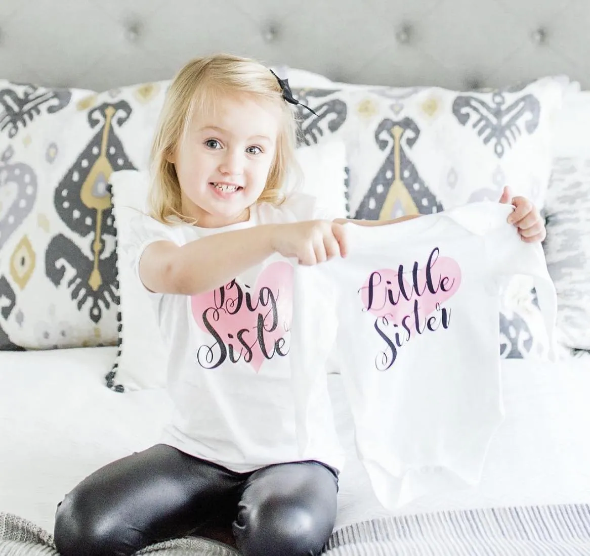 Big Sister Little Sister Matching T-Shirts / Baby Grow | Personalised Sibling Outfit