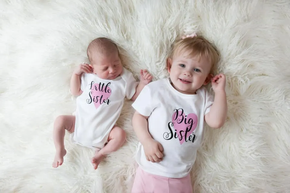 Big Sister Little Sister Matching T-Shirts / Baby Grow | Personalised Sibling Outfit