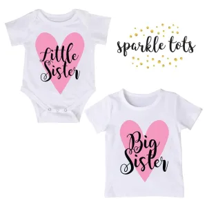 Big Sister Little Sister Matching T-Shirts / Baby Grow | Personalised Sibling Outfit