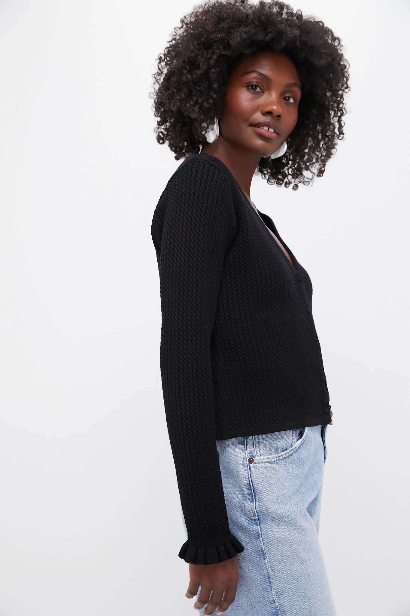 Black Cable Knit Emma Cardigan