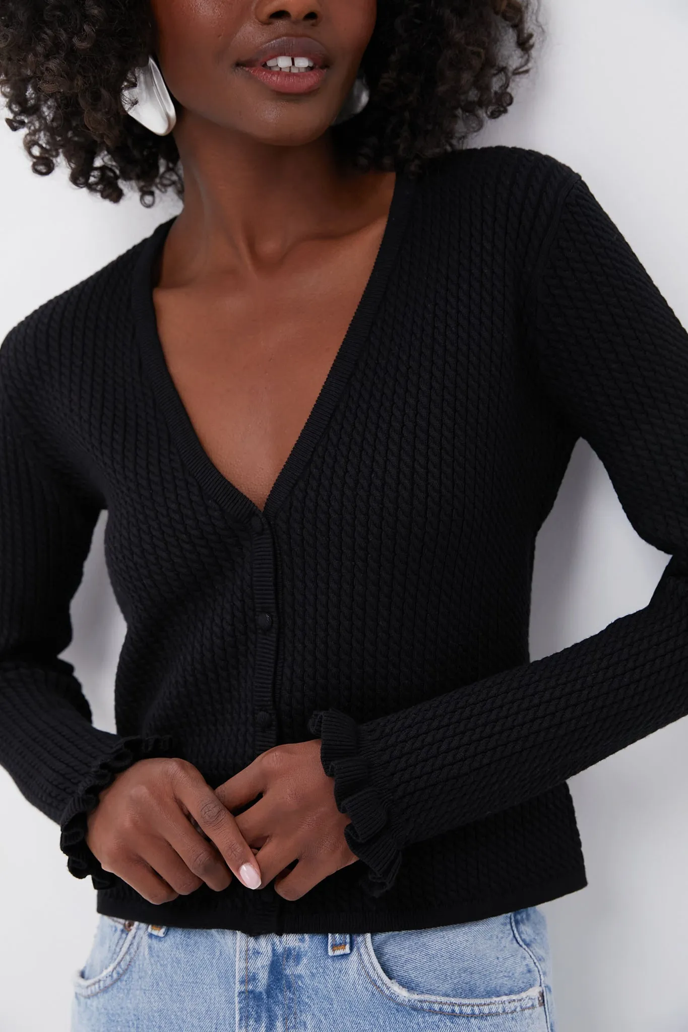 Black Cable Knit Emma Cardigan
