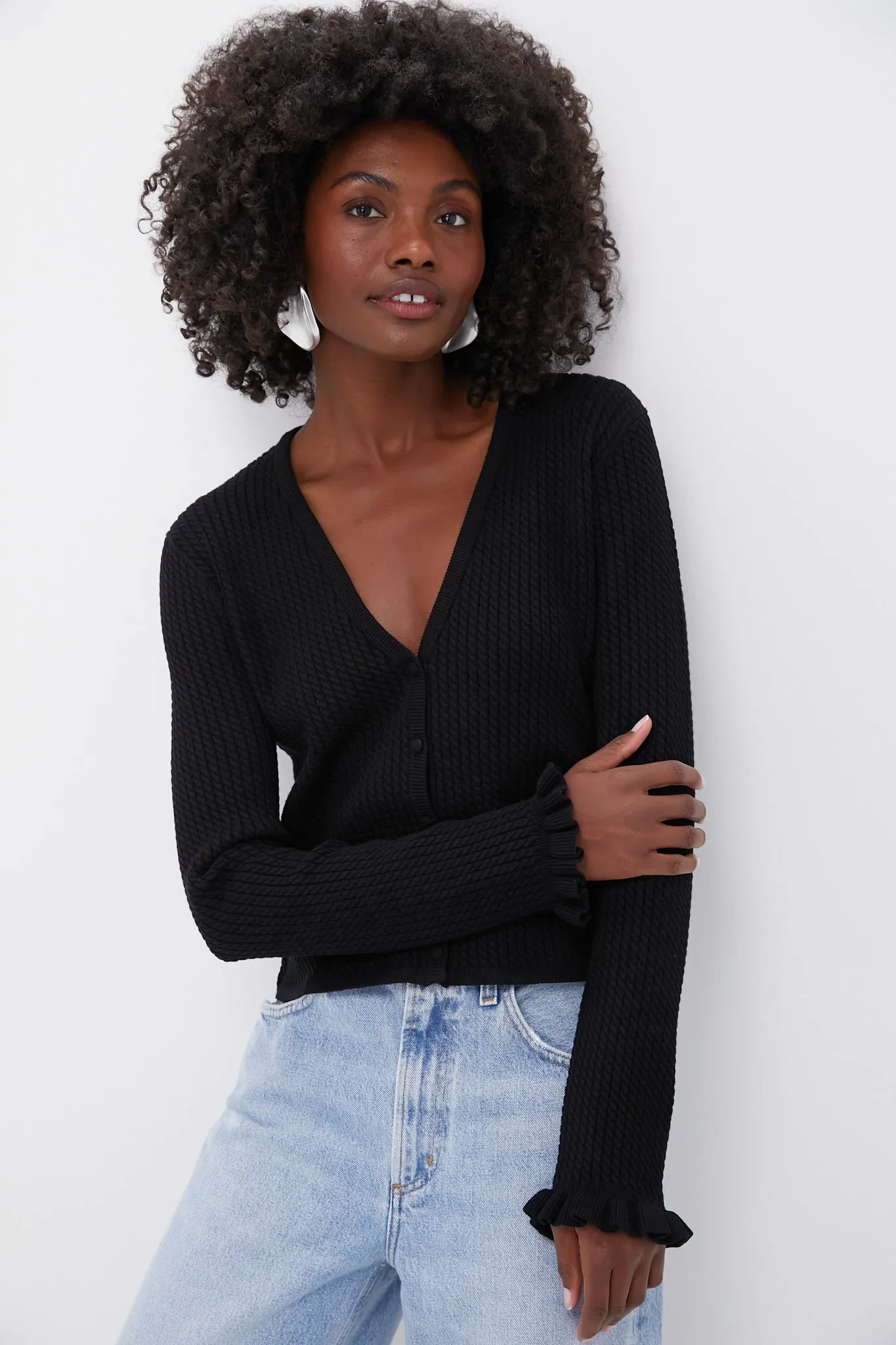Black Cable Knit Emma Cardigan