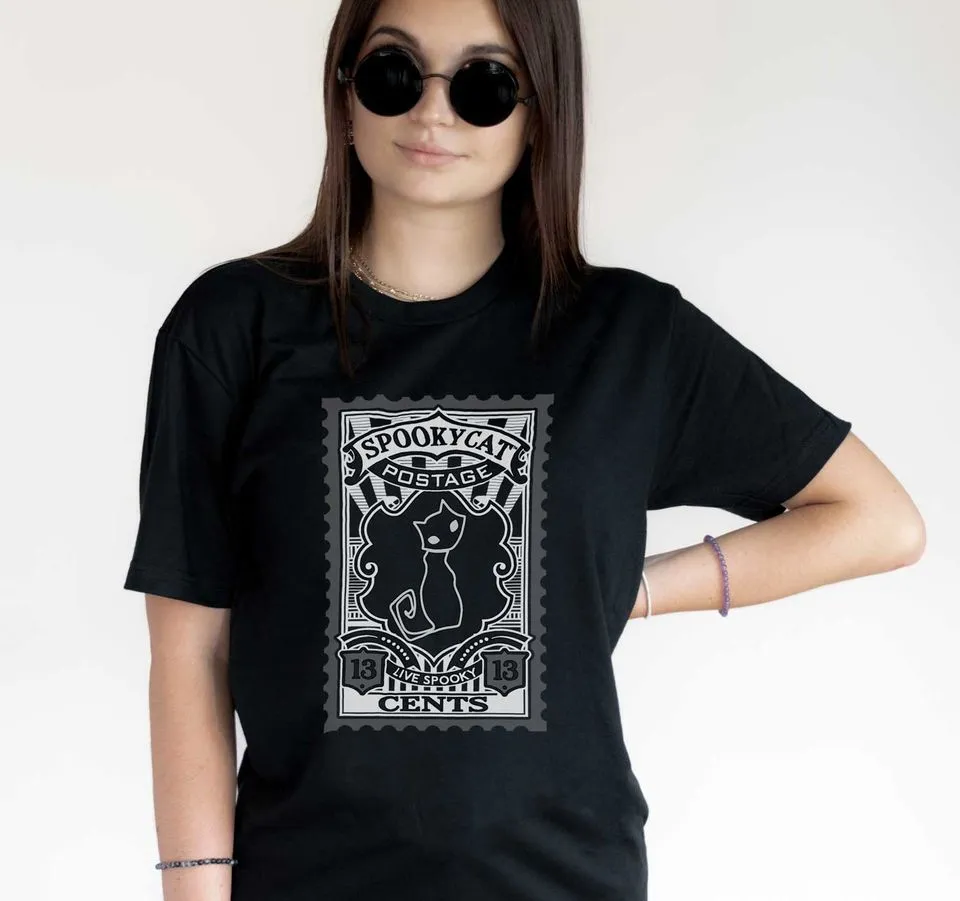 Black Cat Postage T-Shirt