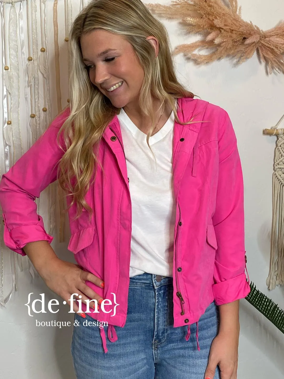 Black, Crimson or Fuchsia Wind Breaker in Regular & Curvy