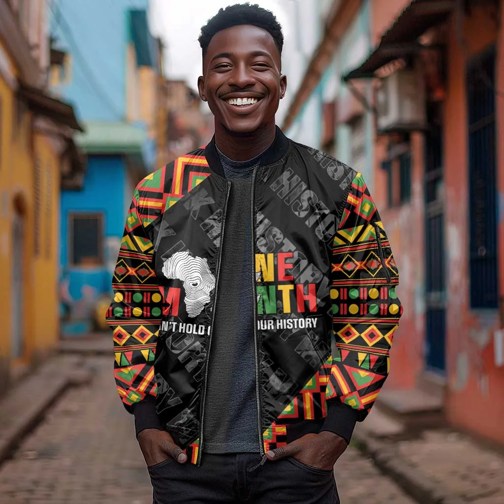 Black History Month Sleeve Zip Bomber Jacket One Month Can't Hold Our History LT05