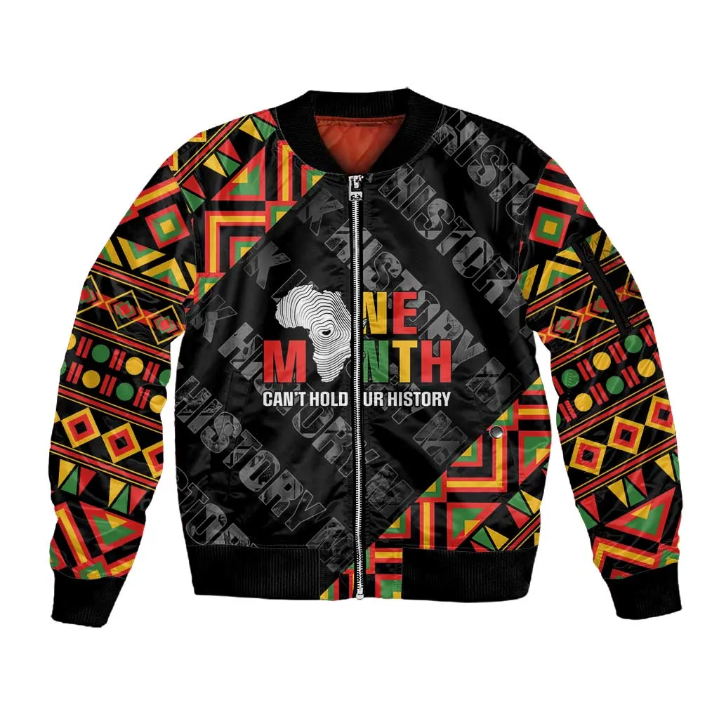 Black History Month Sleeve Zip Bomber Jacket One Month Can't Hold Our History LT05