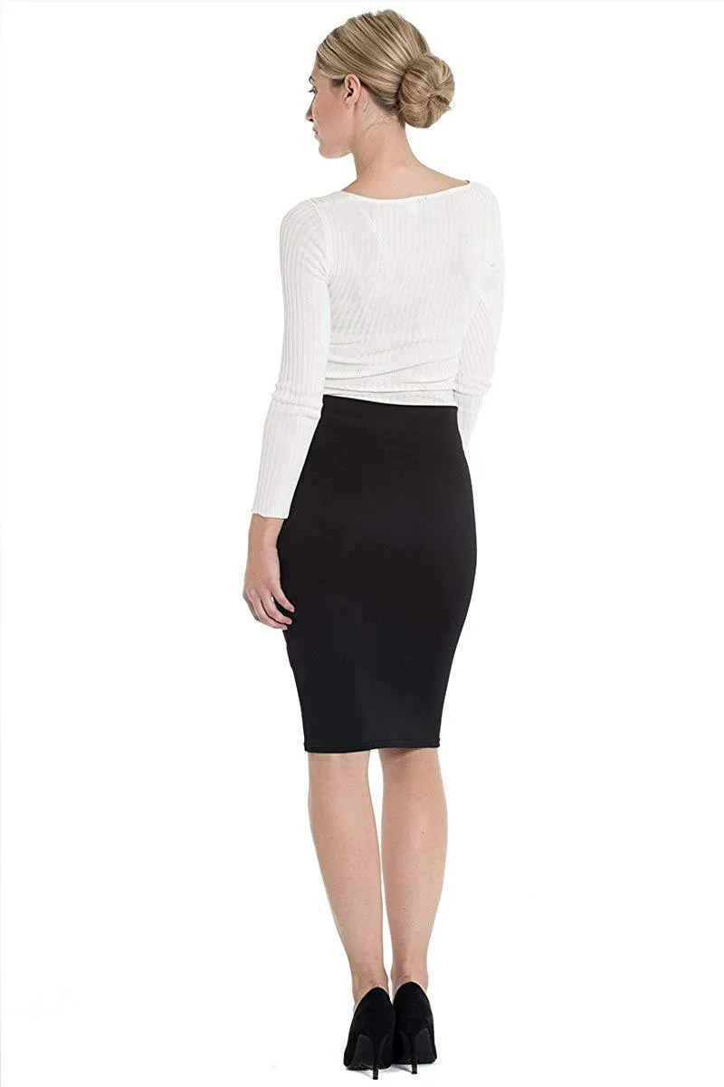 Black Knee Fitted Skirt