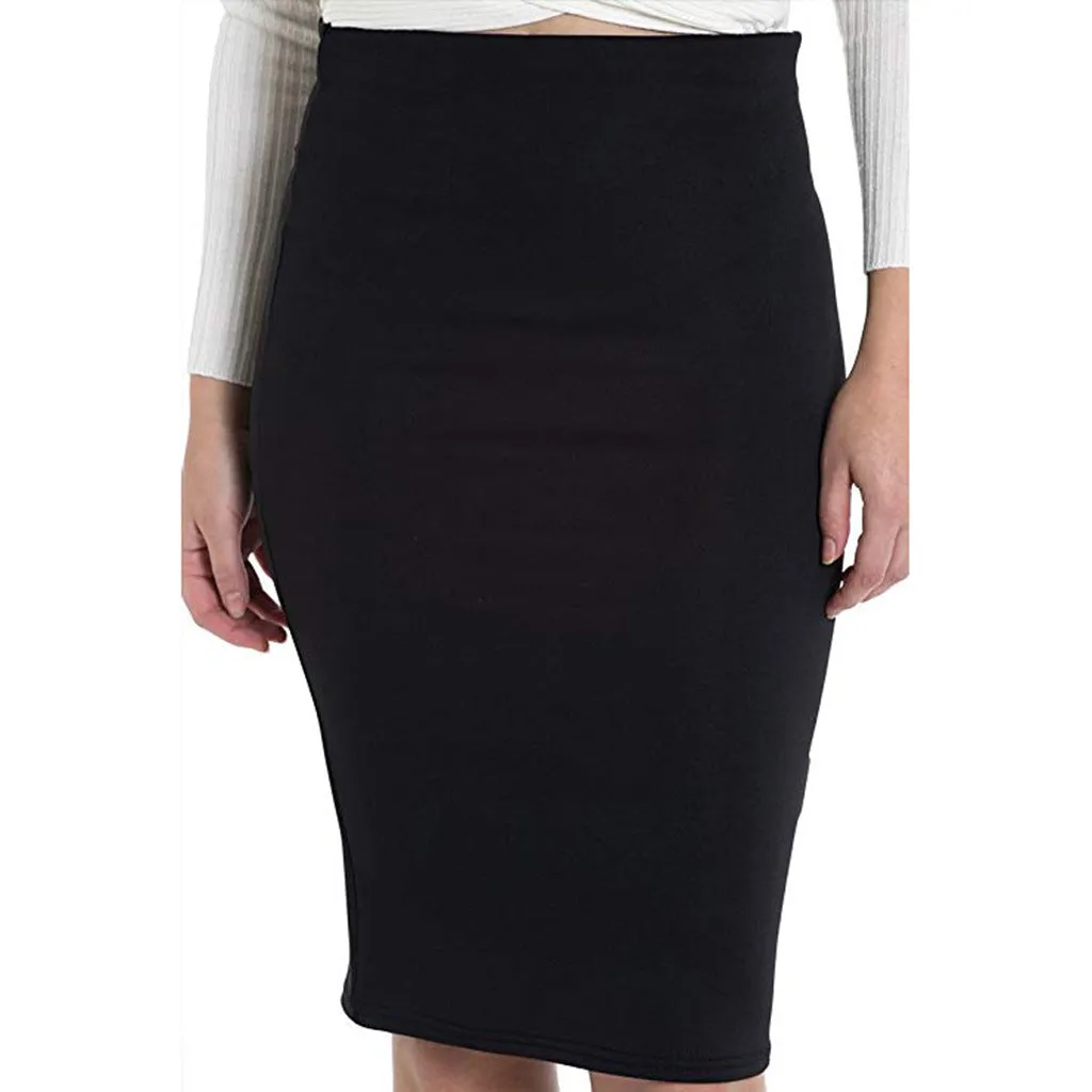 Black Knee Fitted Skirt