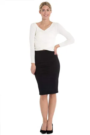 Black Knee Fitted Skirt